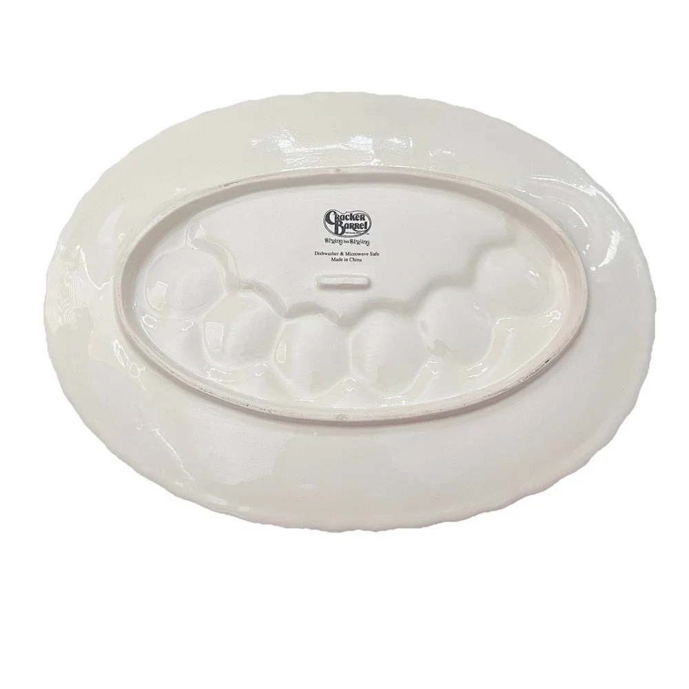 Cracker Barrel‎ Ceramic Easter Egg Plate Bunny Flowers 'Spring Has Sprung 13x10
